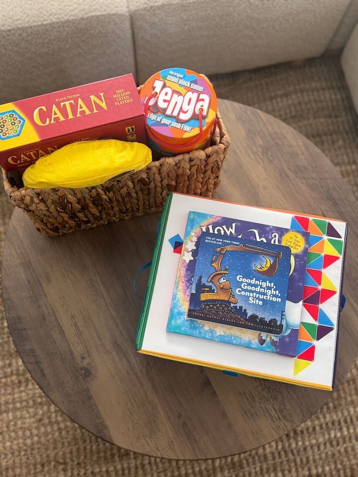 Games for adults and kids. Also two children’s books.